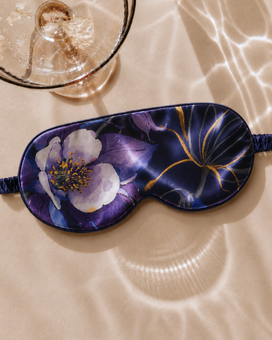 Pure silk sleep masks with night-blooming floral prints