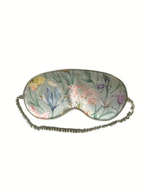 Green silk mask with floral print