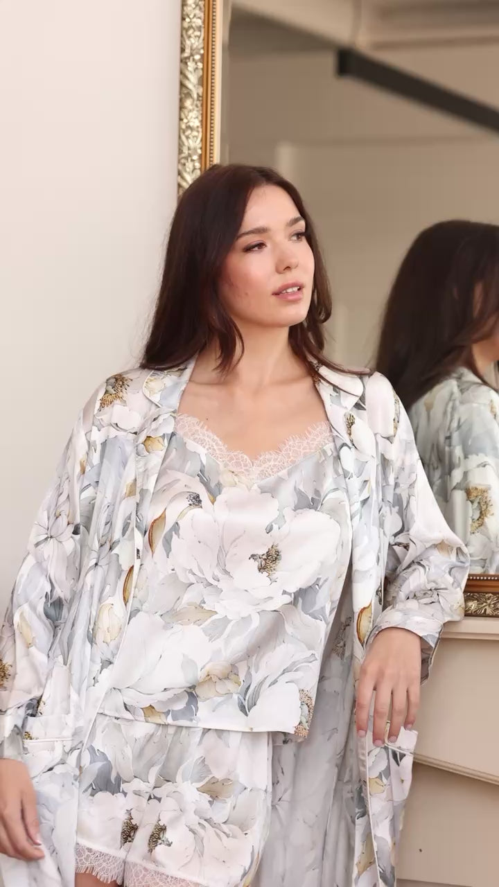 MOONLIGHT POPPY SILK ROBE